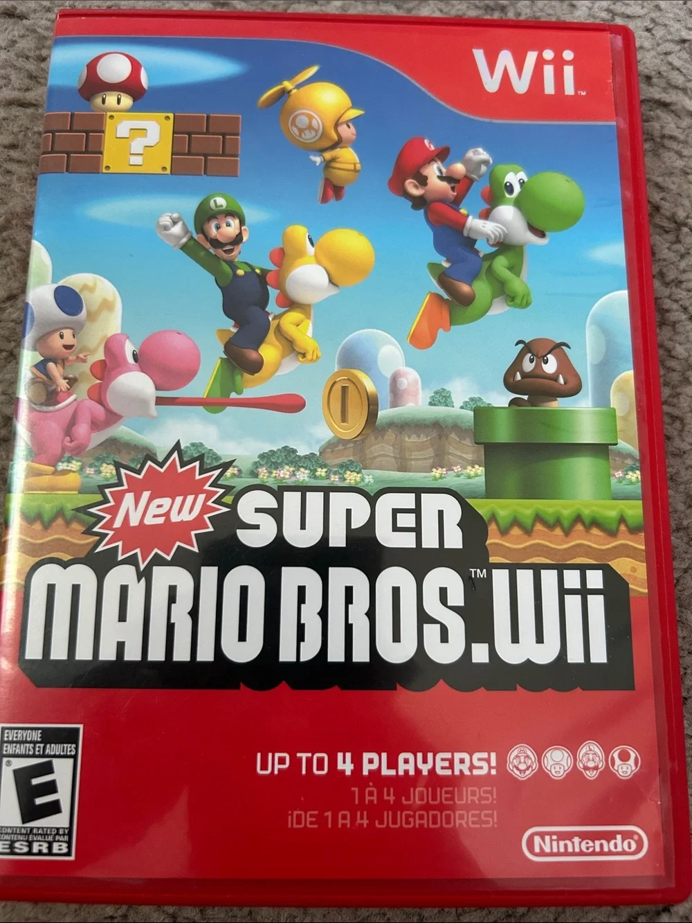 Nintendo New Super Mario Bros. Wii Red Case with Colorful Cover Art